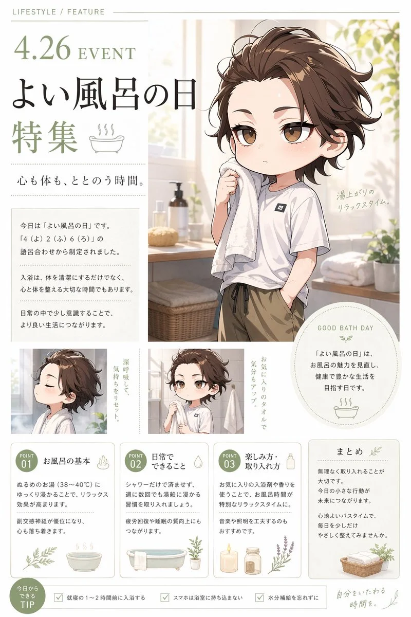 美好沐浴日编辑风海报