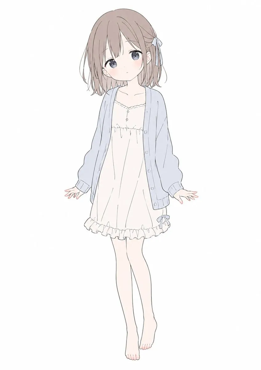 粉彩动漫少女全身图