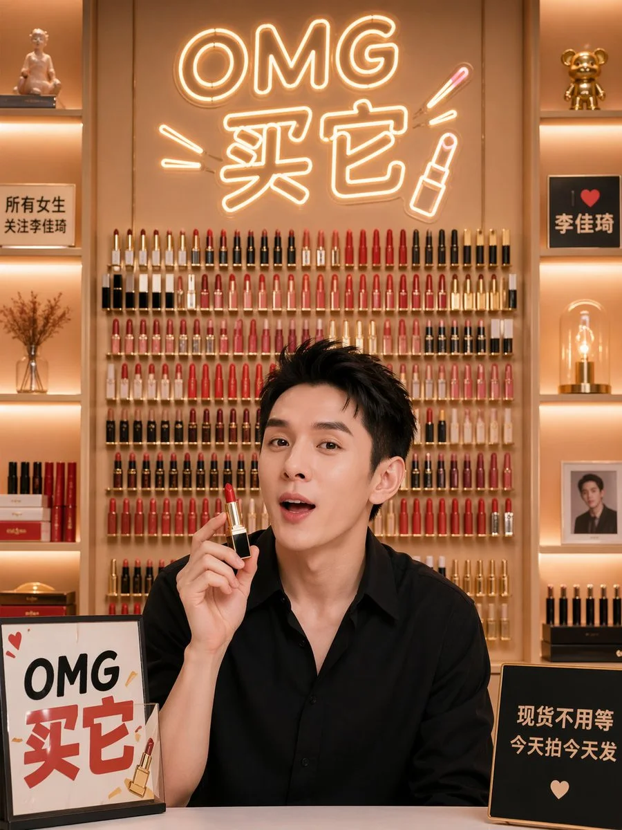 李佳琦直播间口红背景