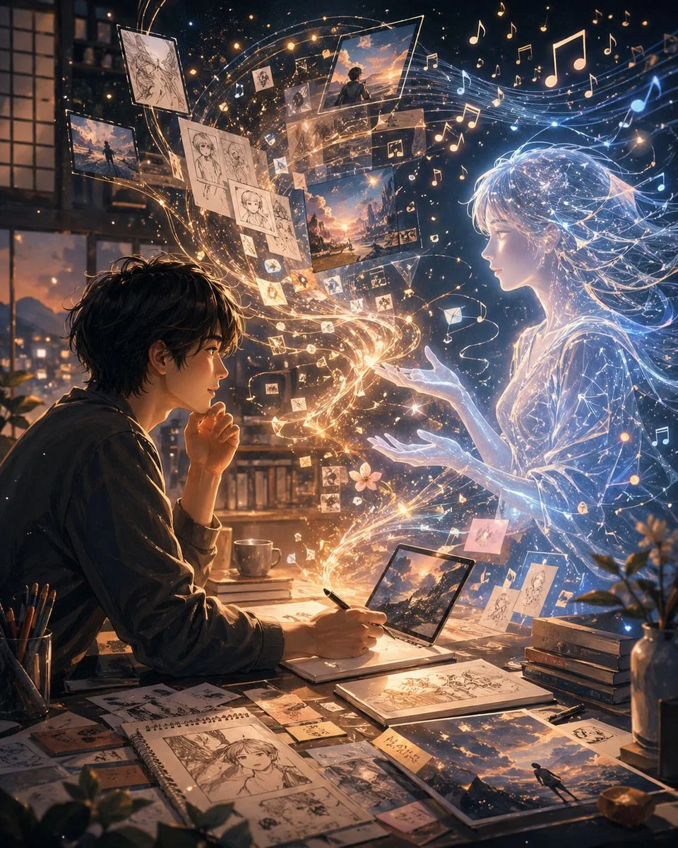 画师与灵缪斯深夜创作