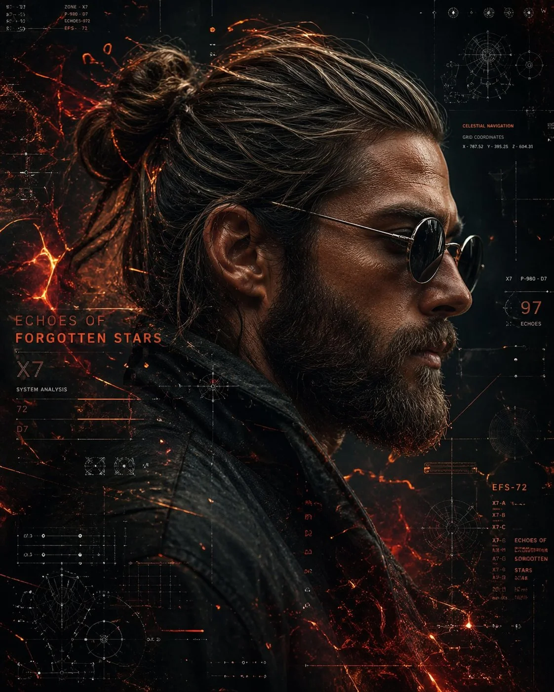 赛博朋克科幻侧脸人像