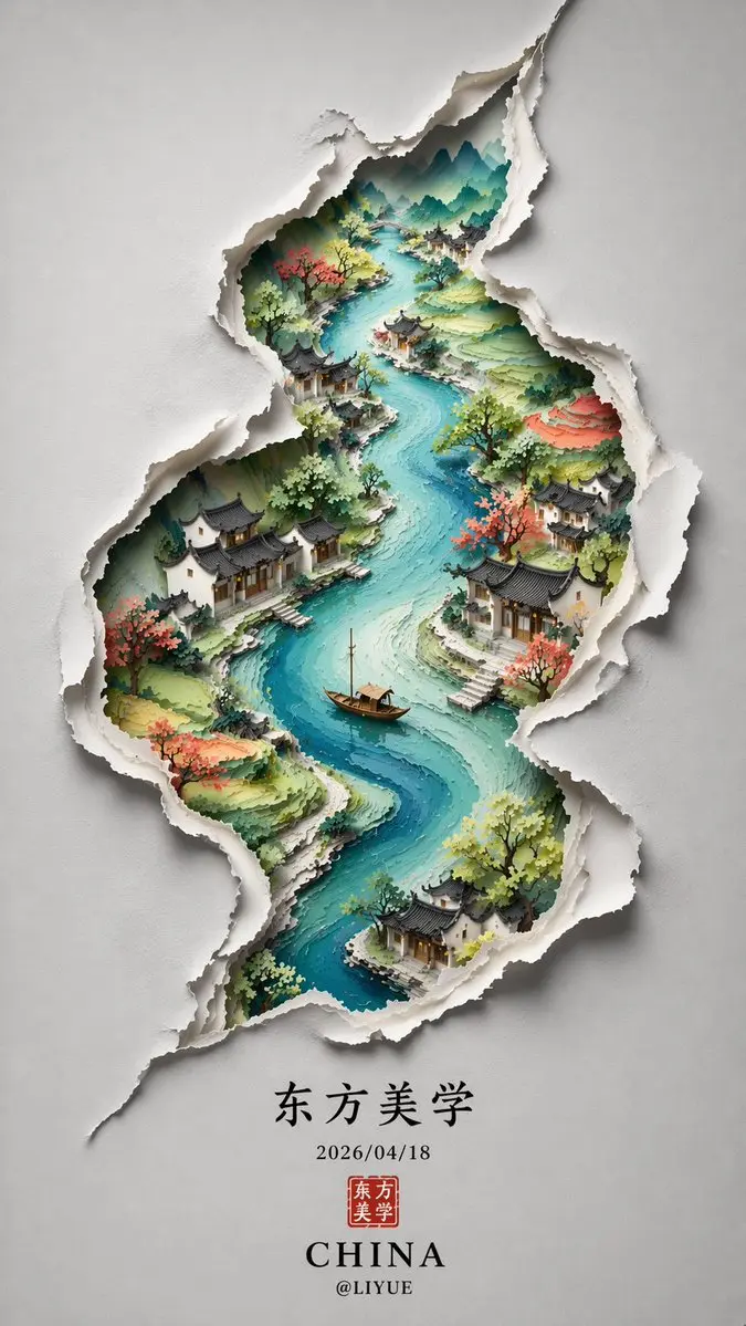 中式极简S形海报